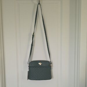 Elegant Green Crossbody Bag with Gold Accent
